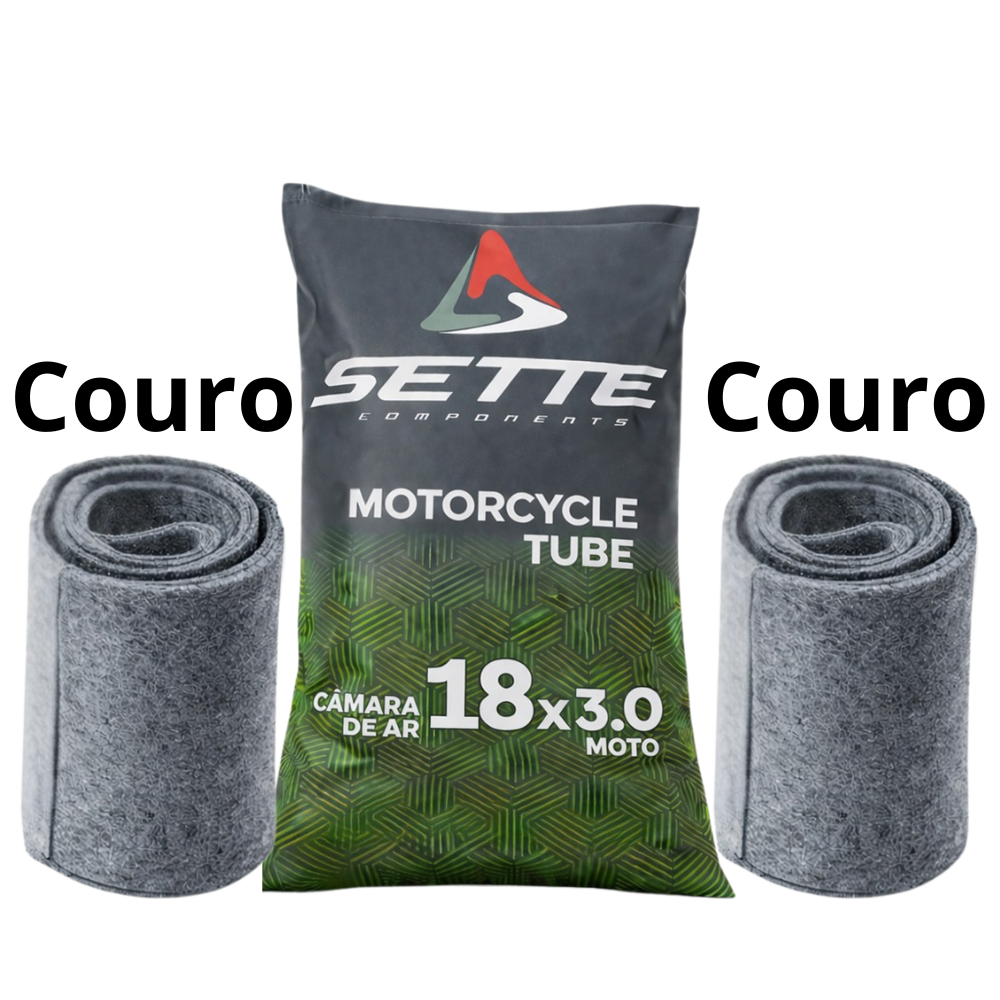 Kit Proteção de Pneu Couro de Bode (Par) + Câmara de Ar 18x3.0 Reforçada