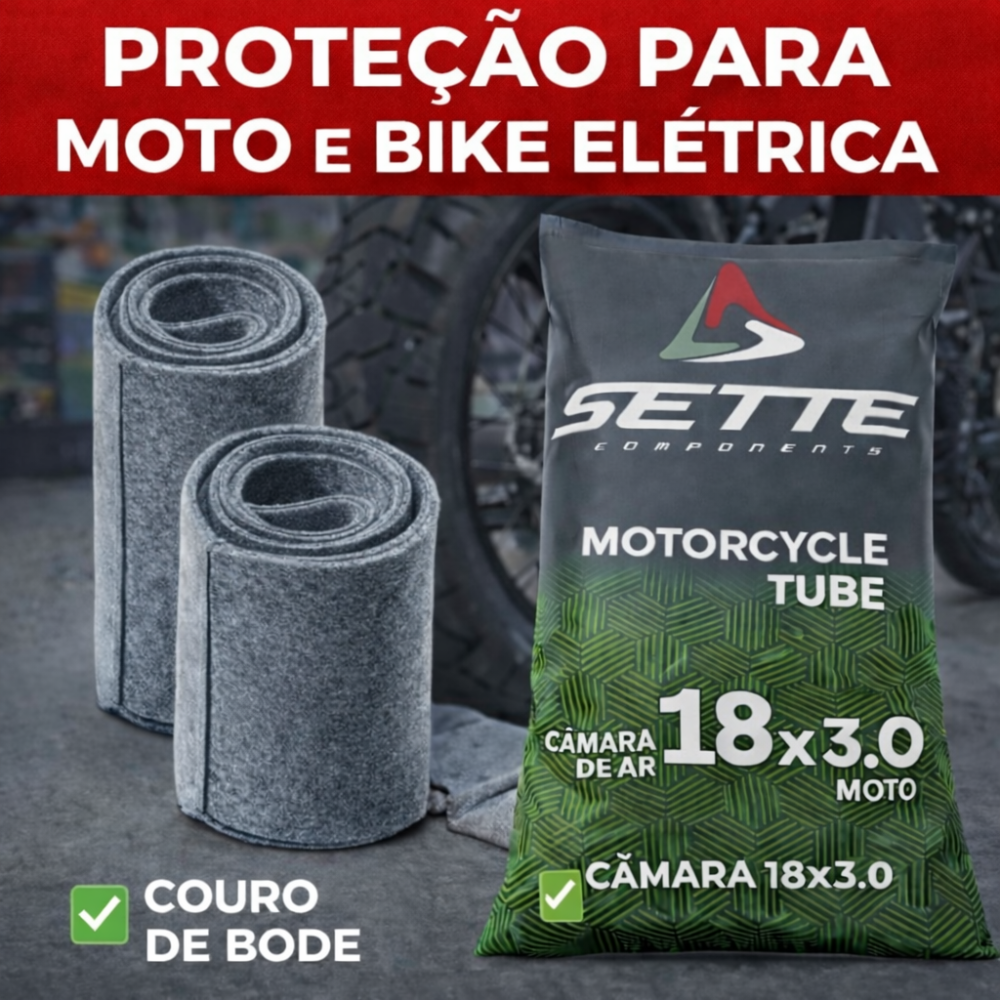 Kit Proteção de Pneu Couro de Bode (Par) + Câmara de Ar 18x3.0 Reforçada - Imagem 3