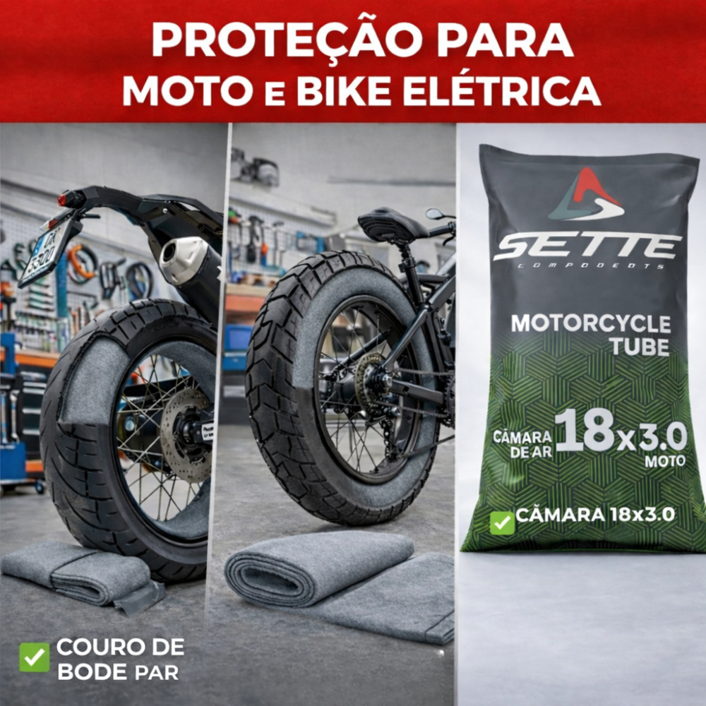 Kit Proteção de Pneu Couro de Bode (Par) + Câmara de Ar 18x3.0 Reforçada - Imagem 4